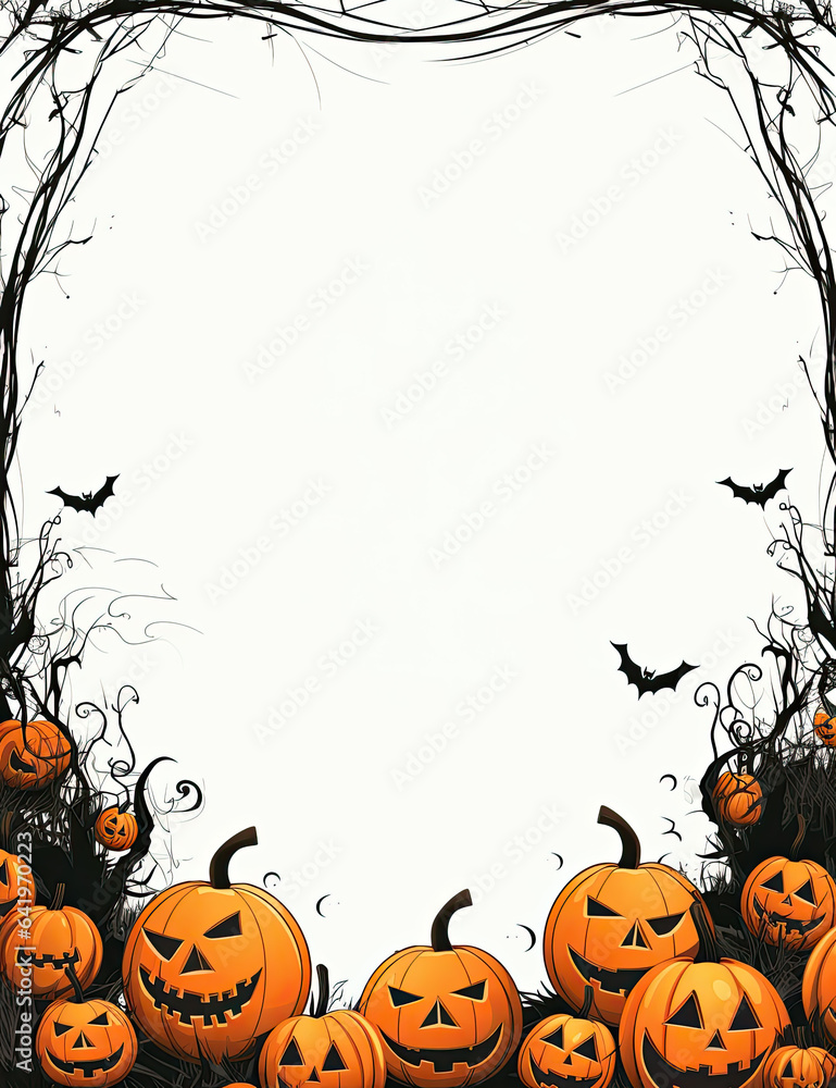 orange and black halloween border frame on plain white background orange and black halloween border frame on plain white background