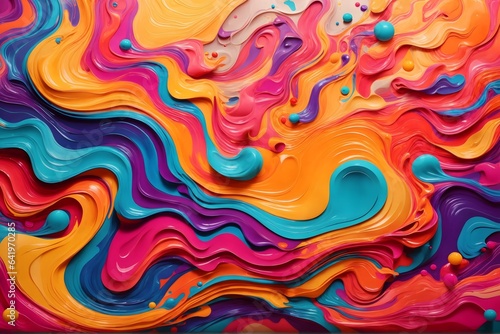 Abstract Fluid Paint Wallpaper, Colorful Liquid Paint Background, Rainbow Colorful Paint Swirls Background, AI Generative