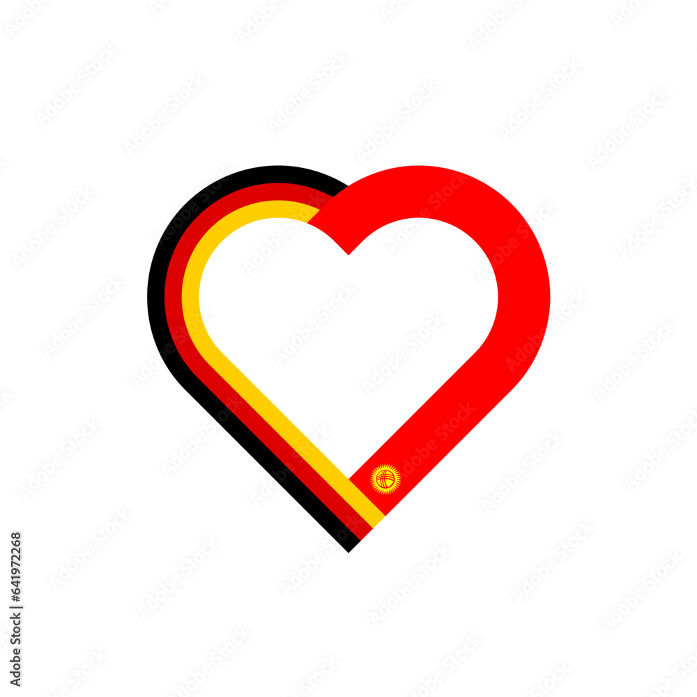 unity concept. heart ribbon icon of germany and kyrgyzstan flags. vector illustration isolated on white background unity concept. heart ribbon icon of germany and kyrgyzstan flags. vector illustration isolated on white background