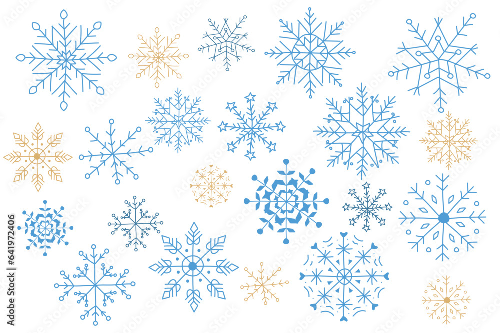 Snowflakes hand drawn. Winter template design.