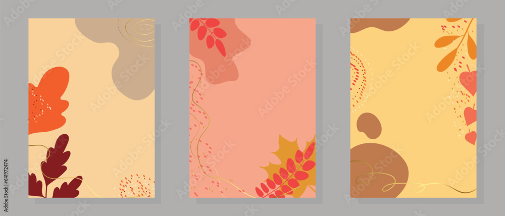Colorful autumn backgrounds in vintage style. Autumn banners collection.