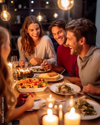 Joyful South American Family Celebrating Christmas Together. Generative AI