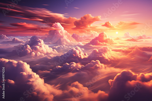 Sunset skyscape in the clouds. Generative ai