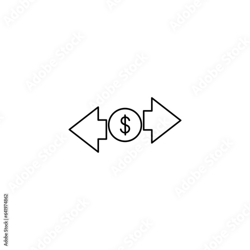 Money transfer icon. Financial transaction line icon