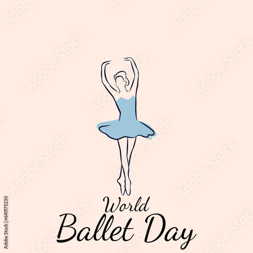 Ballet dancer performing, as a banner, poster or template for world ballet day. vector illustration.