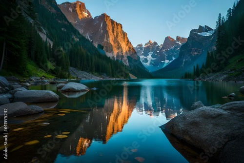 reflection of the mountain in lake