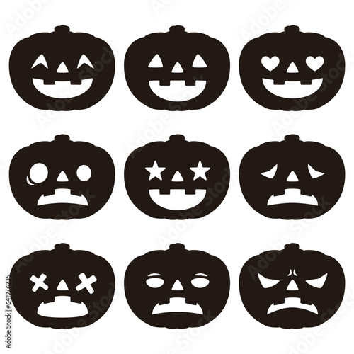 ハロウィン　カボチャ　表情　シルエット