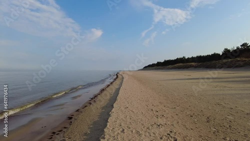 Beach and sea on cold dar day