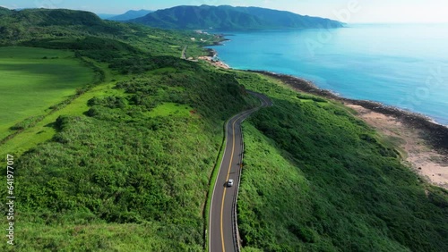 Aerial view of Landscape with beautiful road in Kenting National Park,Taiwan.