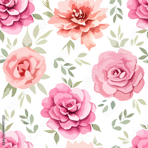 Seamless rose pattern, pink flowers on white background © Evgeniya Sheydt