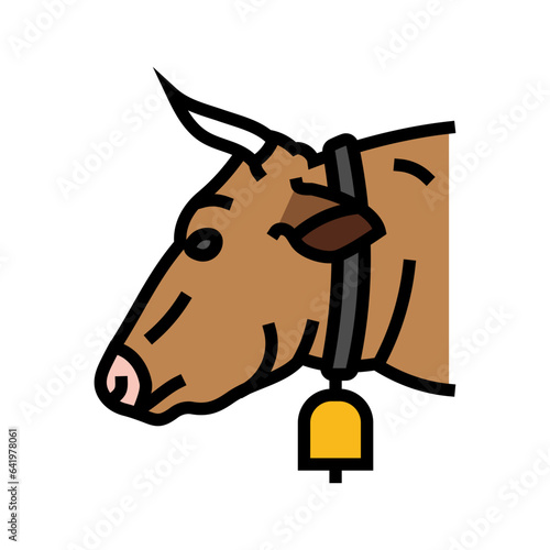 cow with bell color icon vector. cow with bell sign. isolated symbol illustration