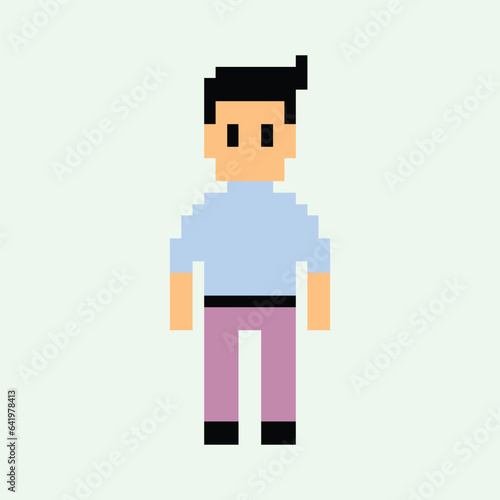 this is simple char in pixel art with simple color and green background this item good for presentations,stickers, icons, t shirt design,game asset,logo and your project.