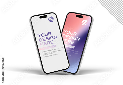 Two Isolated Smartphones With Shadows Mockup