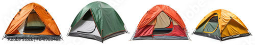 Set of Comfortable colorful camping dome tent, igloo tent . Isolated on transparent background photo