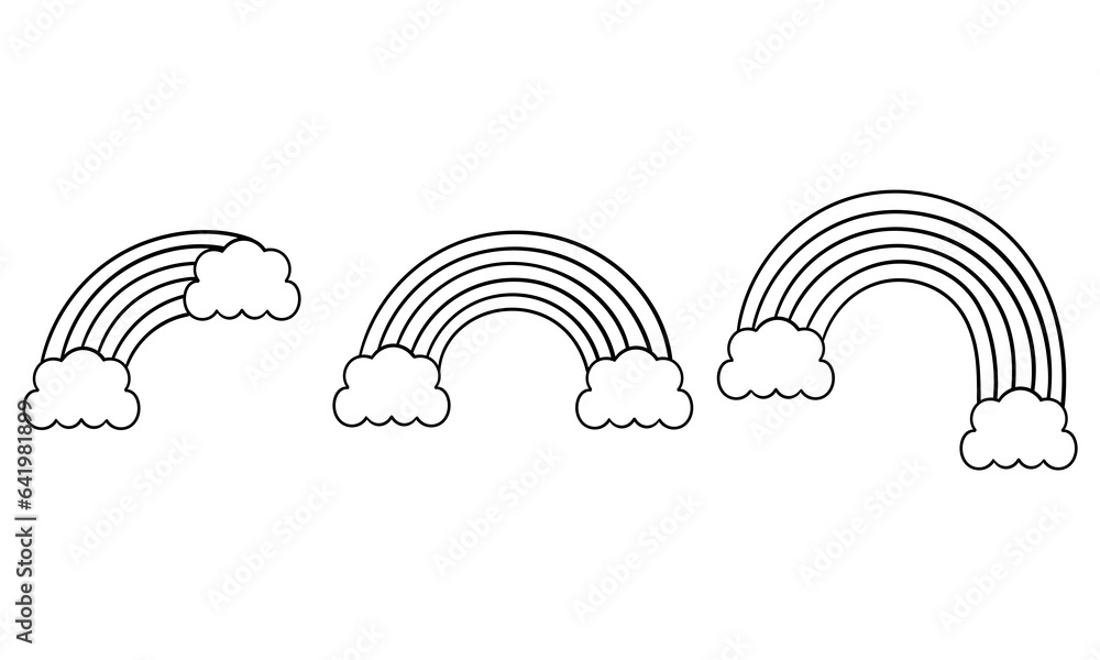 Fototapeta premium hand drawn clouds and rainbow on white background