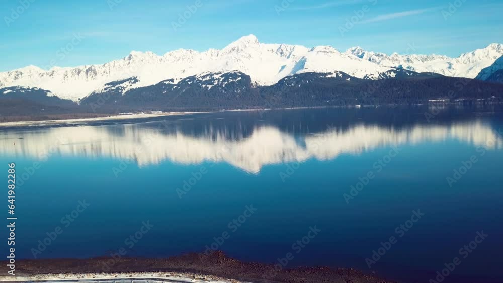 4K Drone Video of Snow Covered Mountains Surrounding Seward, Alaska During Winter 4K Drone Video of Snow Covered Mountains Surrounding Seward, Alaska During Winter