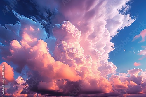 picturesque heaven cirrus scenery art panoramic storm resources glowing cumulus graphic clouds Concept Clear meteorology Dramatic blue peace cloudscape sunset pink sky hope