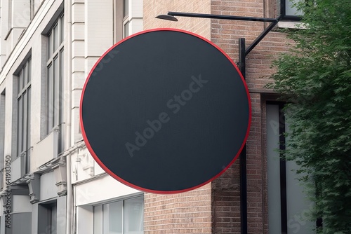 Valokuva panel blank c mockup logotype shop branding frontage white sign rounded Empty wa