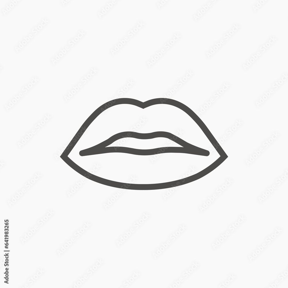 Lips line icon vector flat isolated. mouth, kiss, valentine symbol Lips line icon vector flat isolated. mouth, kiss, valentine symbol