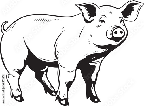 Pig in full length, pig icon, Farm animal, Vector Illustration, SVG