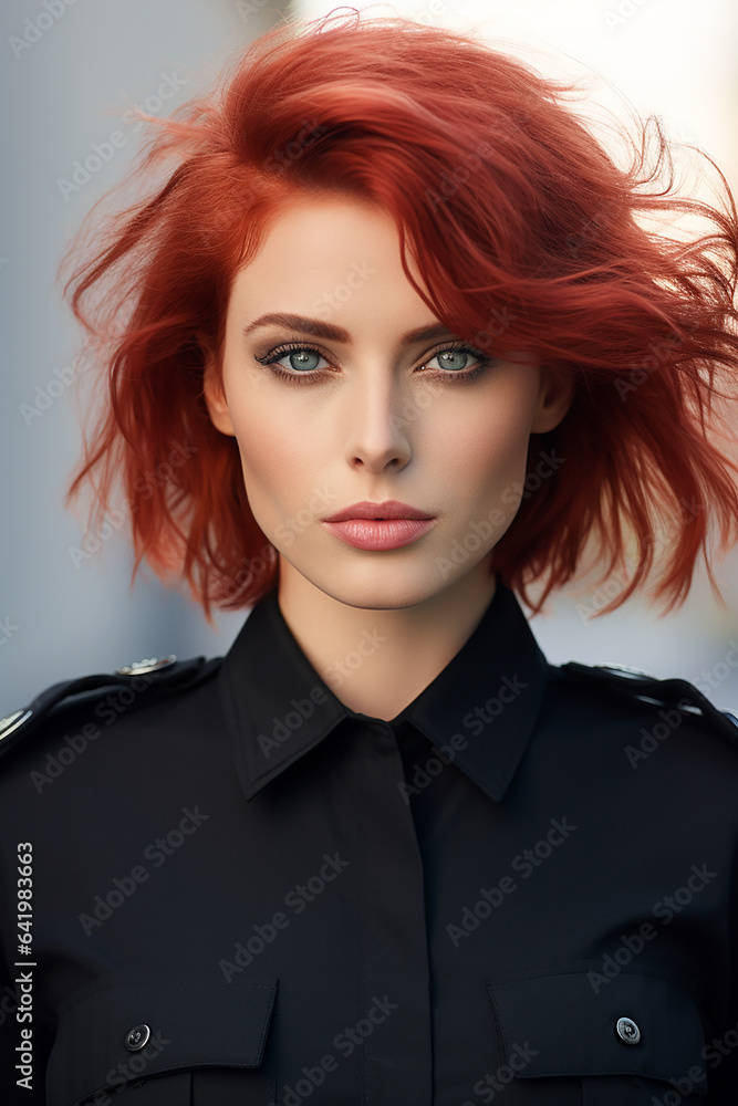 Punk look Caucasian woman in closeup shot with messy hair Punk look Caucasian woman in closeup shot with messy hair
