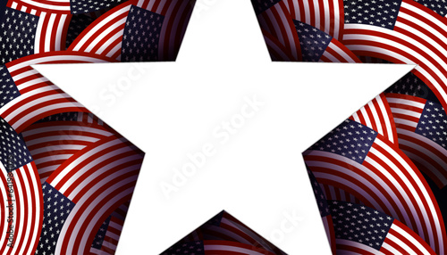 Composition of the American flag, the national symbol of the USA, a frame with a white star