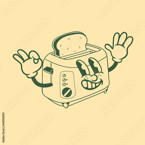 Vintage character design of toaster bread