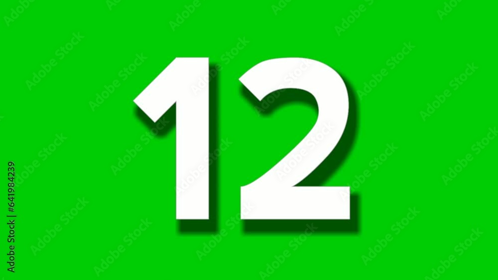 Number 12 twelve cartoon animation on green screen background,4k cartoon video number motion graphics for video elements Number 12 twelve cartoon animation on green screen background,4k cartoon video number motion graphics for video elements