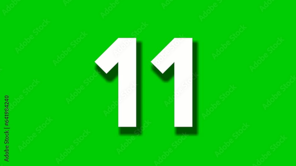 Number 11 eleven cartoon animation on green screen background,4k cartoon video number motion graphics for video elements Number 11 eleven cartoon animation on green screen background,4k cartoon video number motion graphics for video elements