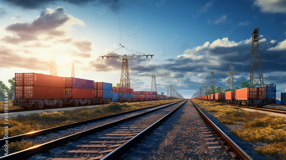 Fototapeta premium Railroad and freight trains