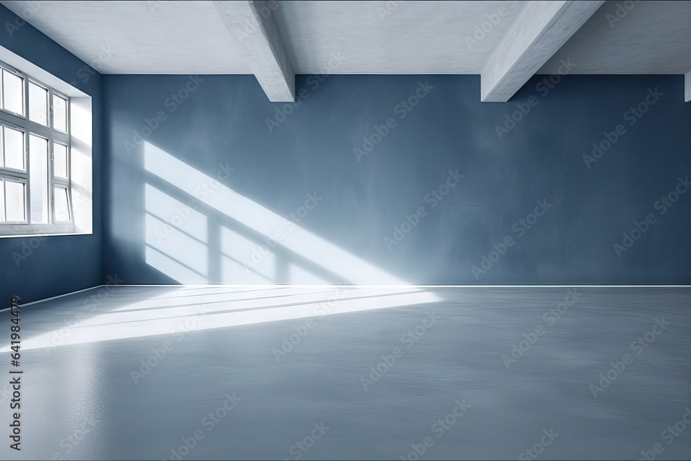 display copy floor empty building element bedchamber design room apartment decoration background blue Blue concrete blank wall decorate grey space flooring blank gallery concrete empty space floor - obrazy, fototapety, plakaty 
