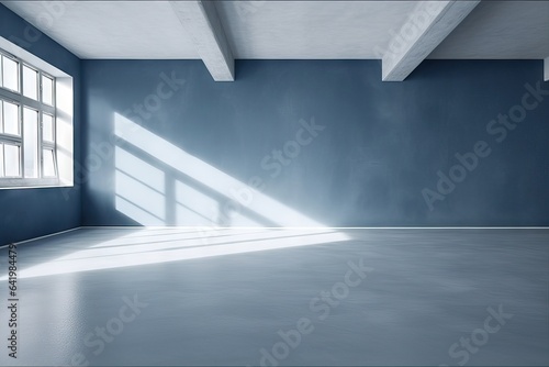 display copy floor empty building element bedchamber design room apartment decoration background blue Blue concrete blank wall decorate grey space flooring blank gallery concrete empty space floor