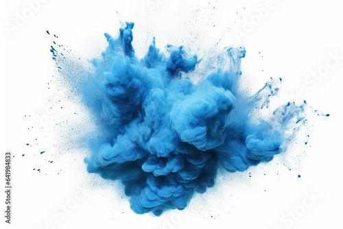 cut-out colourful abstract dust cloud design black cut isolated glow ash creative background closeup blue colours blue powder cosmos gas burst explosion blooming fume white explosion cosmic explode