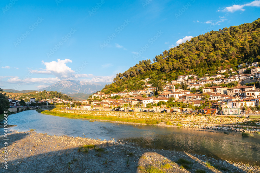 The historic city of Berat in Albania and its river, UNESCO World Heritage Site, the city of a thousand windows
