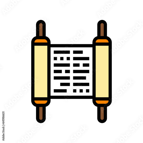 torah scroll jewish color icon vector. torah scroll jewish sign. isolated symbol illustration