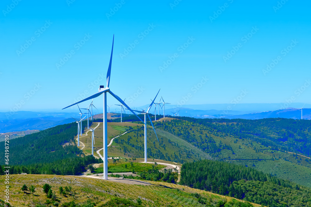 Green Hill Top with Wind Turbines Green Hill Top with Wind Turbines