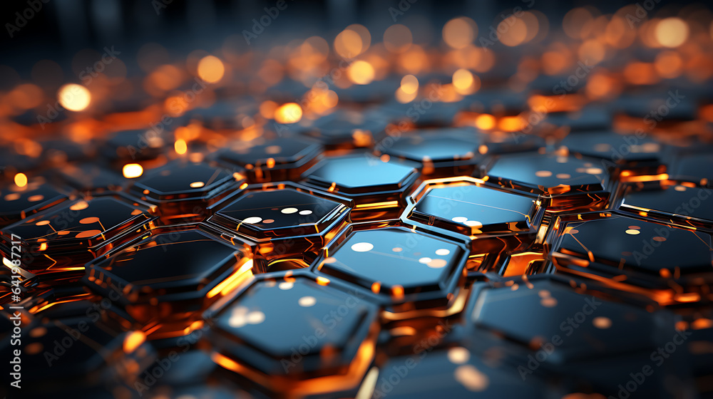 Circuit pattern block chain cubes and hexagon pattern background, data transfer technology wallpaper Circuit pattern block chain cubes and hexagon pattern background, data transfer technology wallpaper