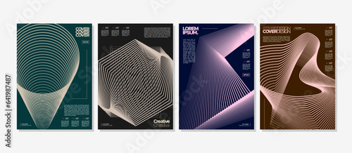Abstract blend line shape poster cover design set