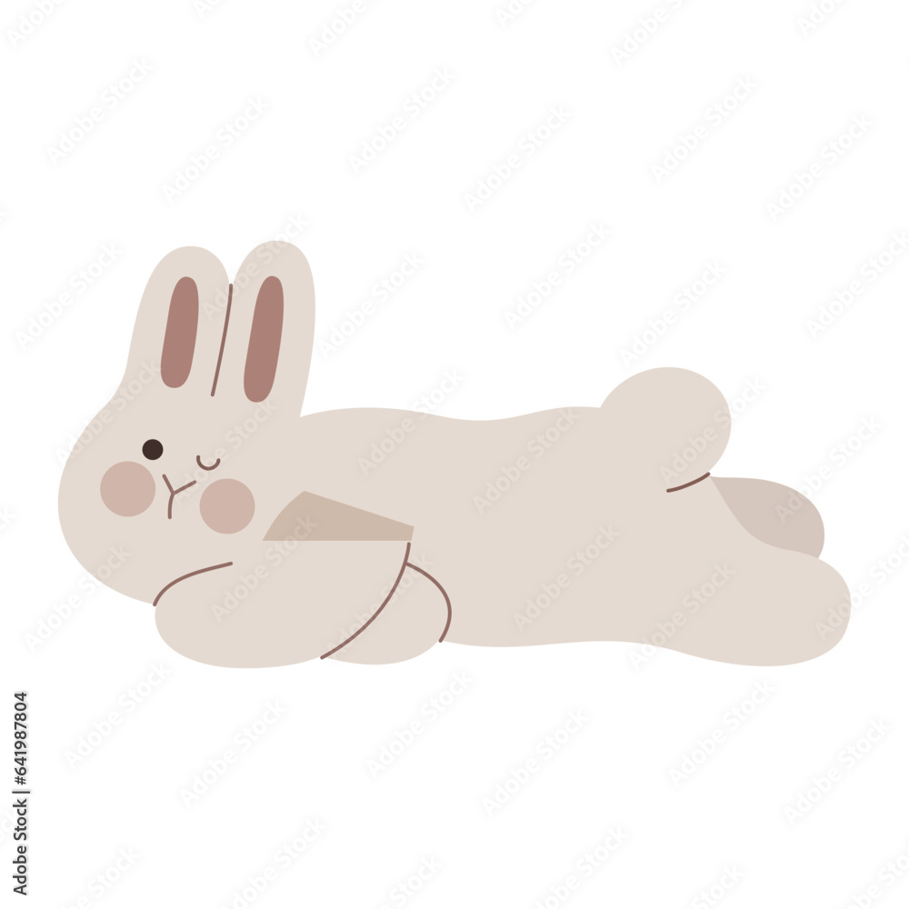Cute rabbit flops flat illustration Cute rabbit flops flat illustration