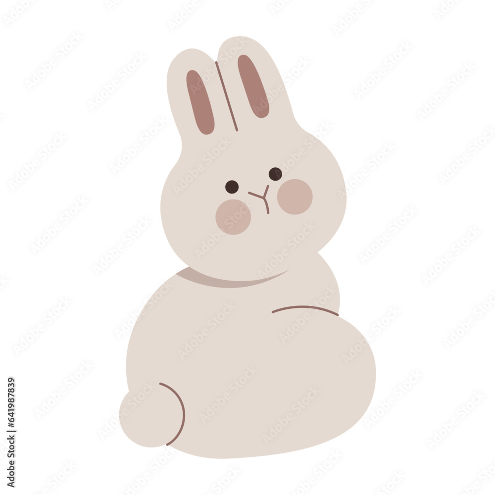 Fototapeta premium Cute rabbit sitting flat illustration