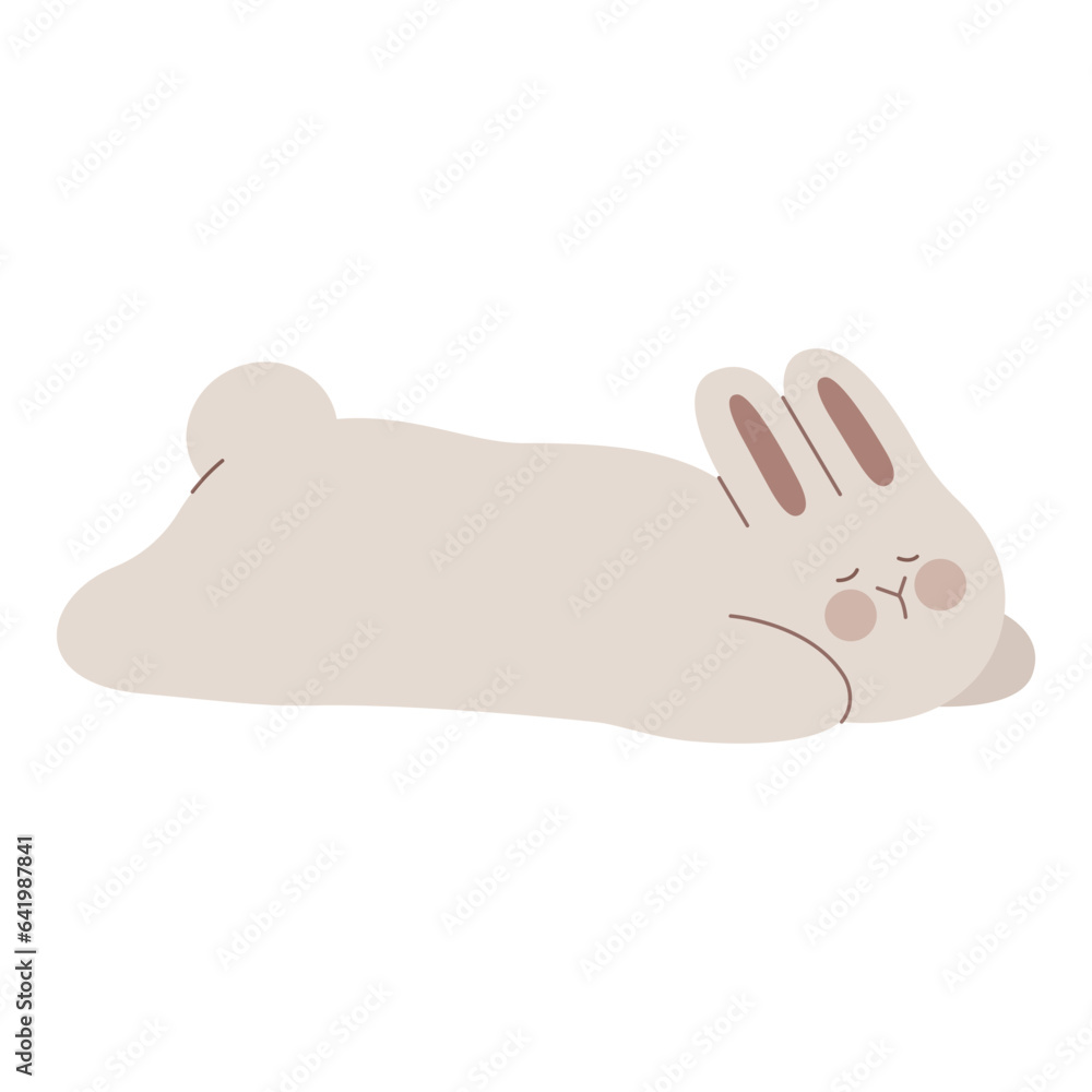 Obraz premium Cute rabbit sleeping flat illustration