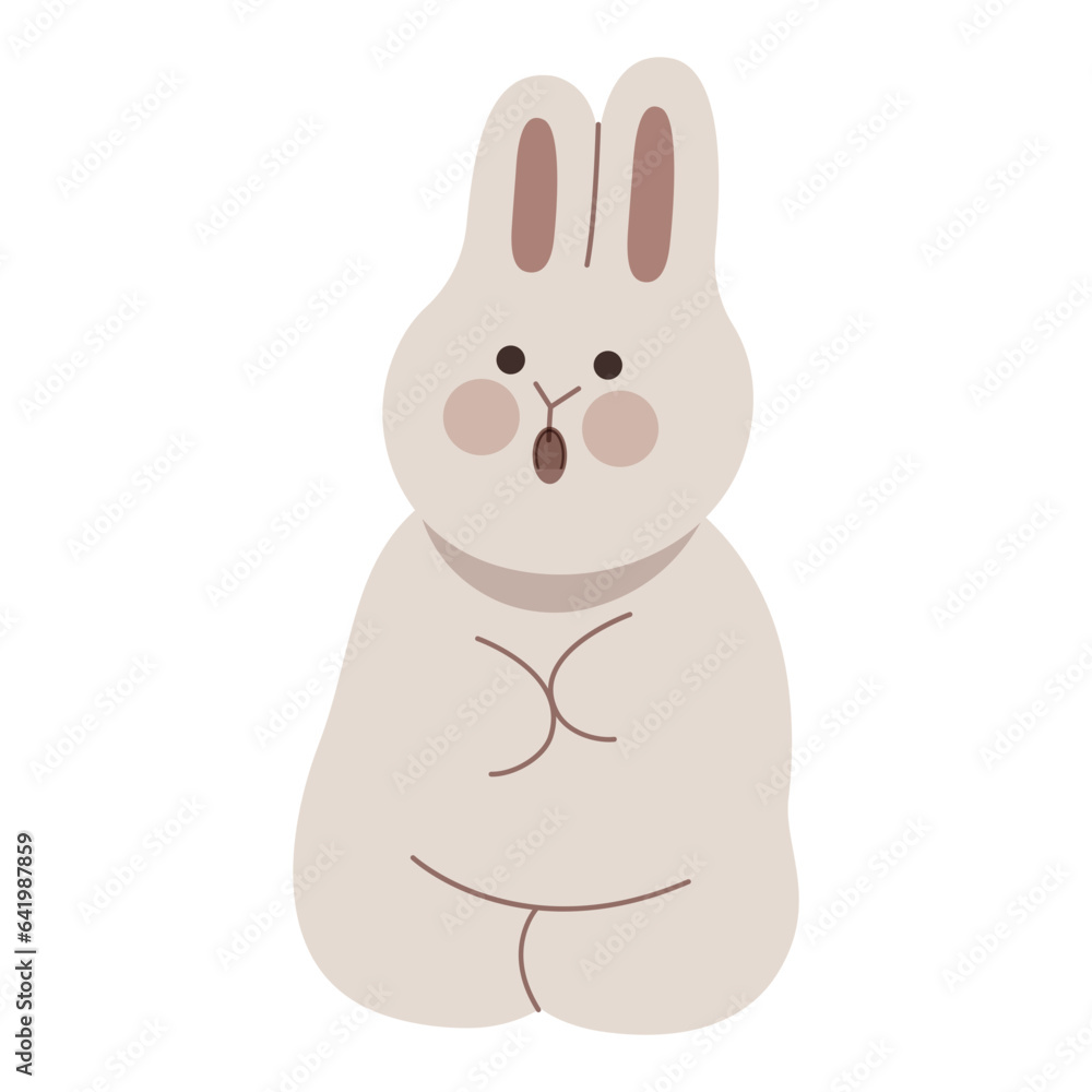 Obraz premium Cute rabbit standing up flat illustration