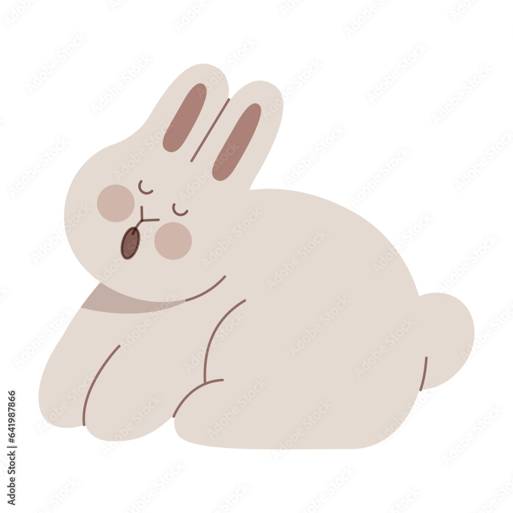 Cute rabbit yawning flat illustration Cute rabbit yawning flat illustration