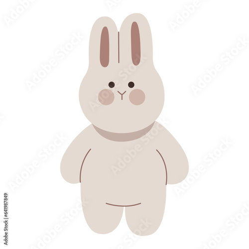 Cute rabbit standing up flat illustration