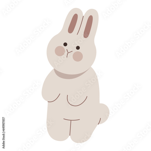 Cute rabbit standing up flat illustration