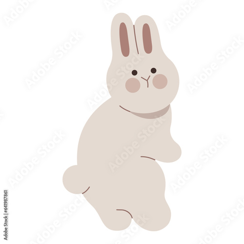 Cute rabbit standing up flat illustration