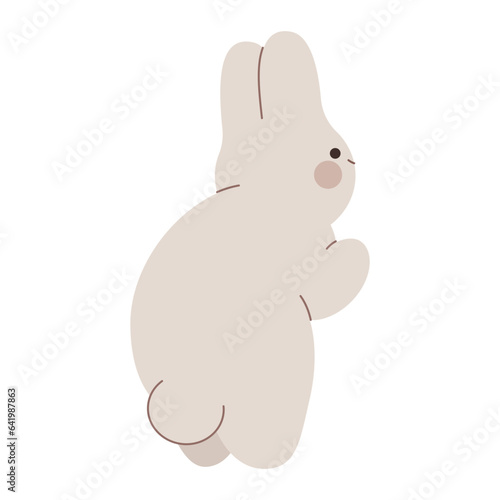 Cute rabbit standing up flat illustration