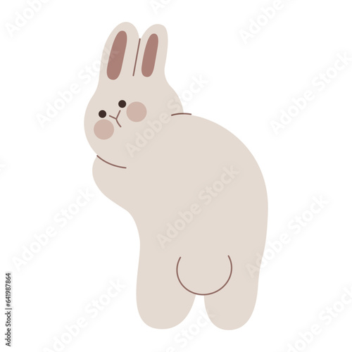 Cute rabbit standing up flat illustration