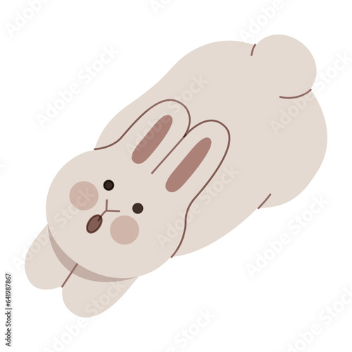 Cute rabbit yawning flat illustration