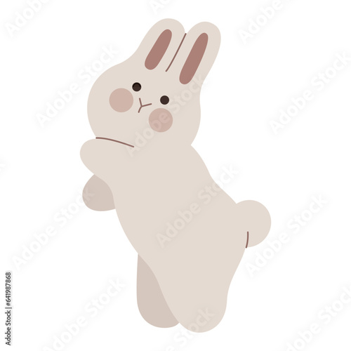 Cute rabbit standing up flat illustration